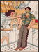 Werner Kappes 1980s Magazine Illustration 1983 Husband Wife Throwing Fight Fetch-the-Paper