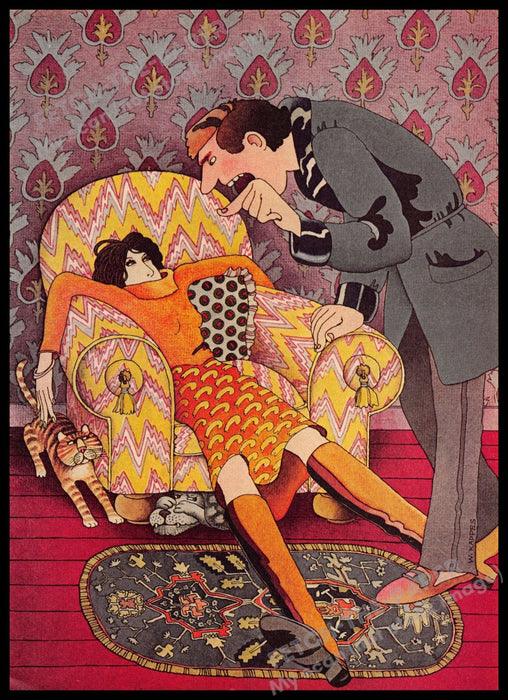 Werner Kappes Artist 1970s Magazine Illustration 1977 "Criticism" Werner Kappes