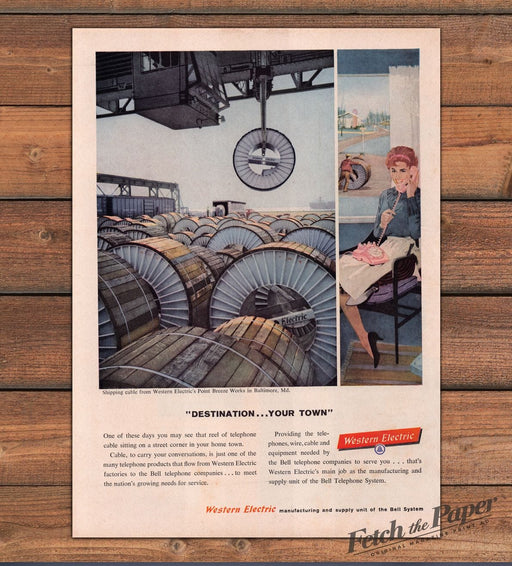 Western Electric Destination Your Town Cable Pink Phone Print Ad 1959 1950s