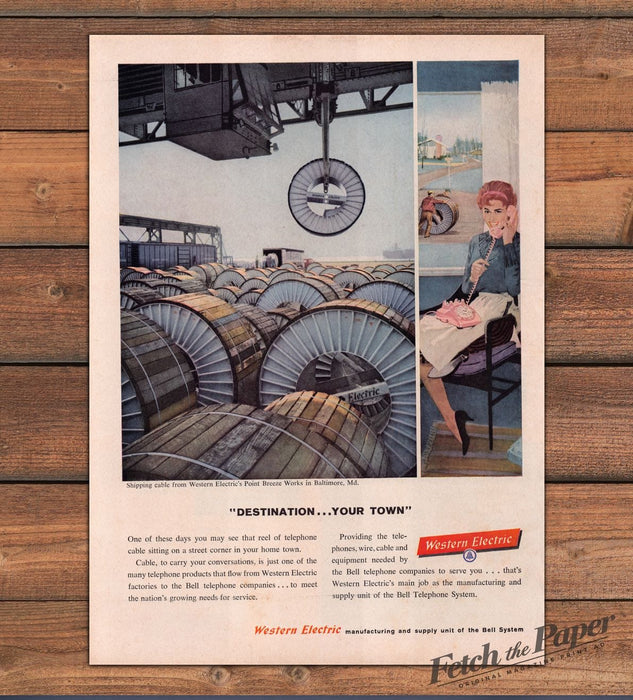Western Electric Destination Your Town Cable Pink Phone Print Ad 1959 1950s