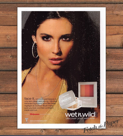 Wet n Wild 2000s Print Advertisement Ad 2008 Cosmetics Sexy Brunette Water Drips