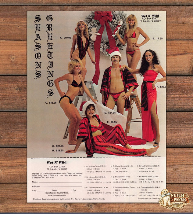 Wet N' Wild Seasons Greetings Bikini Lingerie Catalog Print Ad 1981 1980s