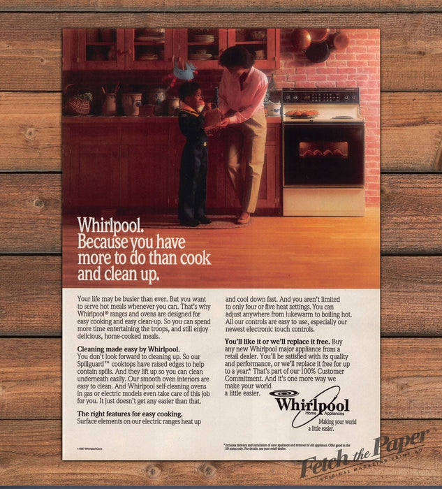 Whirlpool Range Oven Mom Cub Scout Son Brick Kitchen Muffins Print Ad 1987 1980s