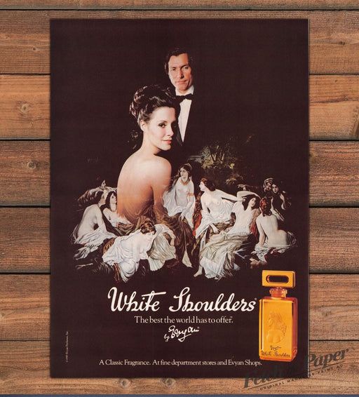 White Shoulders by Evyan 1980s Print Advertisement Ad 1984 (Read description)