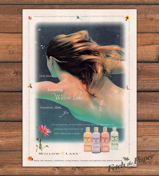 Willow Lake Hair Care 1990s Print Advertisement Ad 1999 Underwater