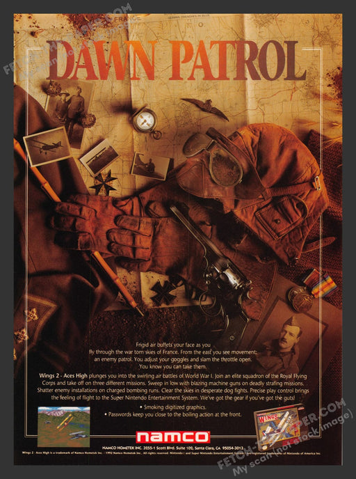 Wings: Dawn Patrol Video Game 1990s Print Advertisement Ad 1992