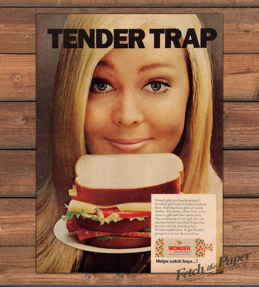 Wonder Bread Tender Trap Blonde Club Sandwich Catch Boys Print Ad 1968 1960s
