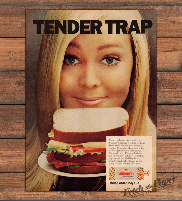Wonder Bread Tender Trap Blonde Club Sandwich Catch Boys Print Ad 1968 1960s