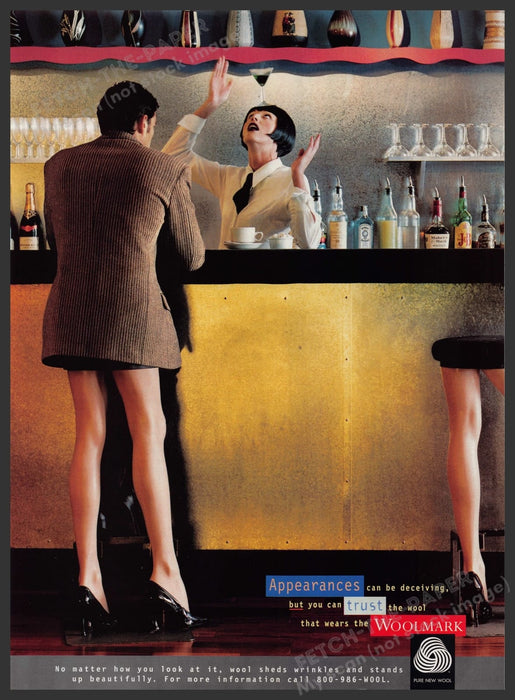Woolmark 1990s Print Advertisement Ad 1995 Leg Barstools Appearances Deceiving