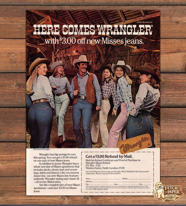 Wrangler Misses Jeans 1980s Print Advertisement 1981 Barn Dancing Friends