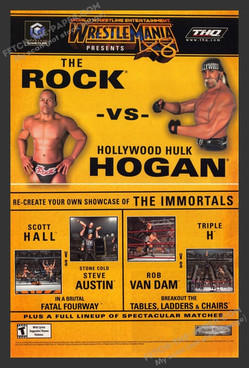 Wrestlemania X8 2000s Video Game Print Advertisement 2 Page Ad 2002 Rock Hogan
