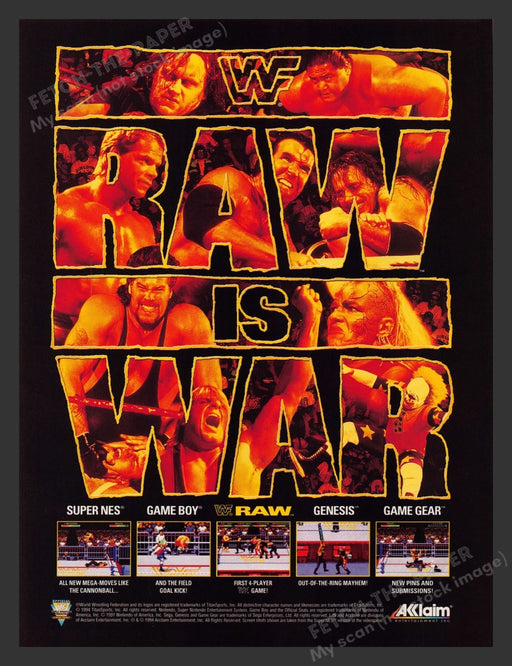 WWF Raw Wrestling Video Game 1990s Print Advertisement Ad 1994
