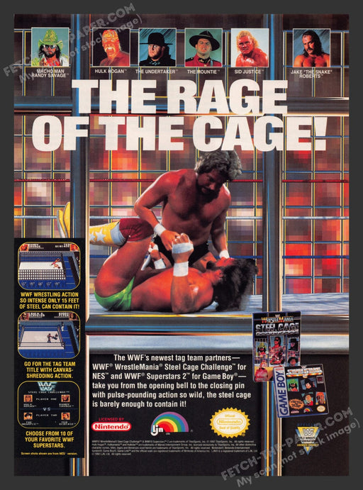 WWF Wrestlemania Steel Cage Challenge Video Game Print Advertisement 1992 1990s