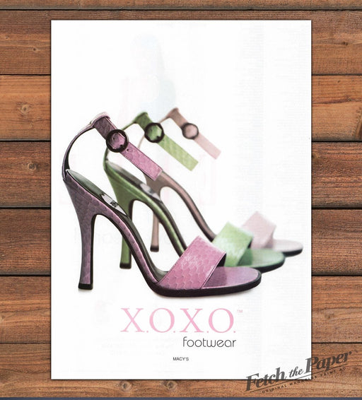XOXO Footwear Pastel Snakeskin Ankle-Strap Sandals Macy's Print Ad 1998 1990s