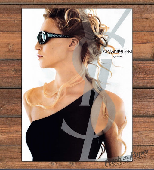 Yves Saint Laurent Eyewear Model in Sunglasses Profile Print Ad 1998 1990s