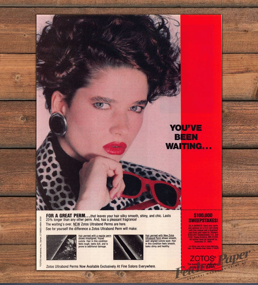 Zotos Ultrabond Perm Curly Hair Sweepstakes Print Ad 1986 1980s