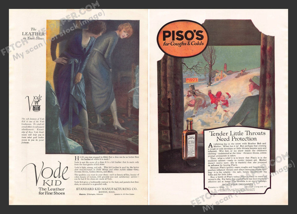 1920 Print Advertisements Front / Back Vode Kid & Piso's Cough & Colds Ad.