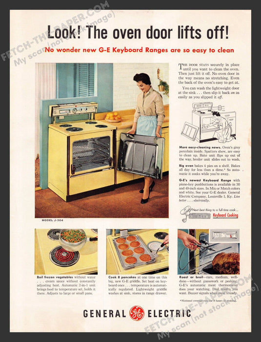 1958 Print Advertisement General Electric G-E Keyboard Ranges Appliance Ad.