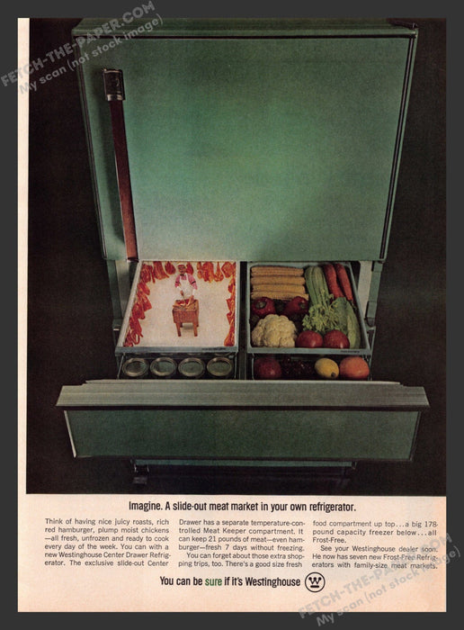1965 Print Advertisement Westinghouse Meat Market Appliance Ad.