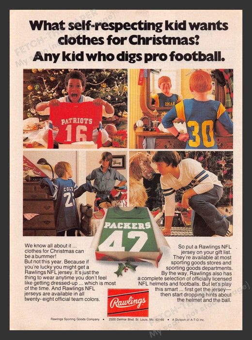 1978 Rawlings Pro Football Jerseys for Christmas Print Advertisement Ad