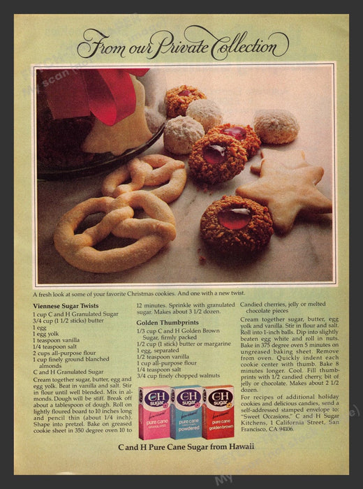 1980 C and H Pure Cane Sugar from Hawaii Cookie Recipes Print Advertisement Ad