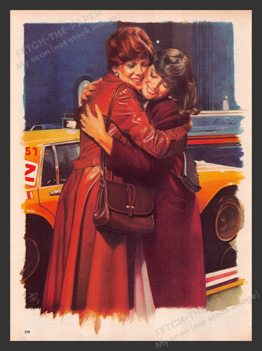 1984 Mom & Daughter Goodbye or Hello Artist: Jackie Jasper Magazine Illustration