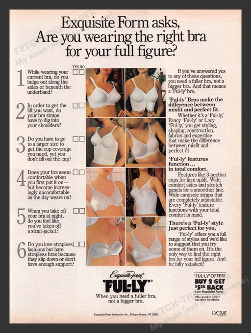 1986 Exquisite Form "Ful-ly" Fuller Bra Print Advertisement Ad