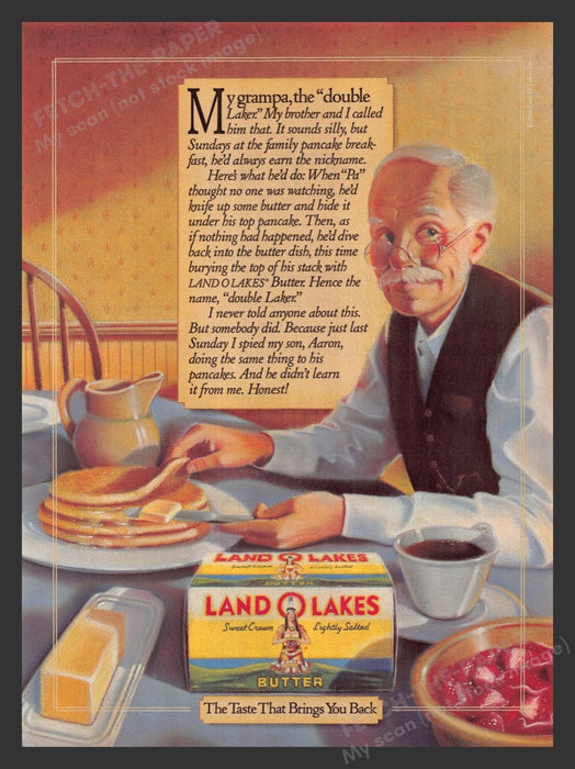 1988 Land O Lakes Butter "Grampa Double Laker" Print Advertisement Ad
