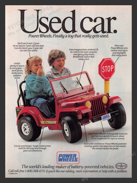 1988 Power Wheels Jeep Print Advertisement Ad