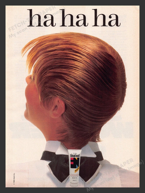 1989 Clairol Final Net Mousse "ha ha ha" Print Advertisement Ad