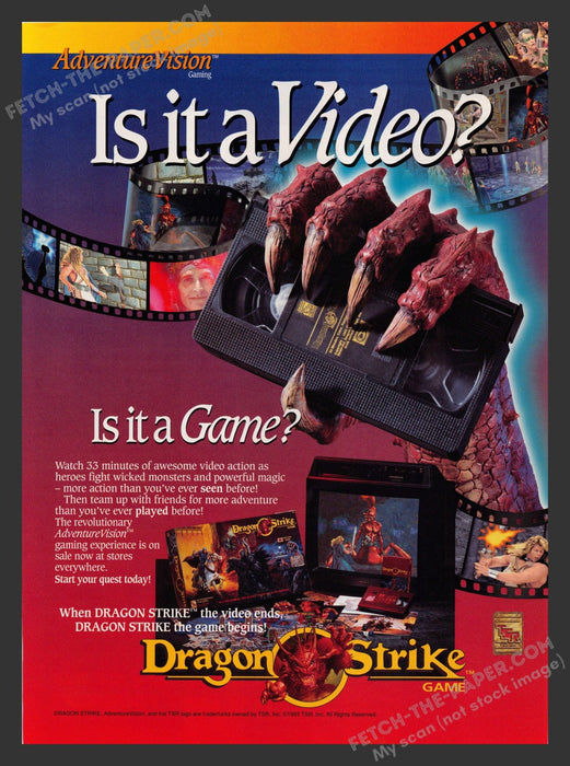 1993 Print Advertisement Dragon Strike Video Game Ad.