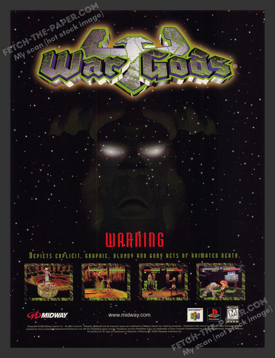 1997 Print Advertisement War Gods Video Game Ad.