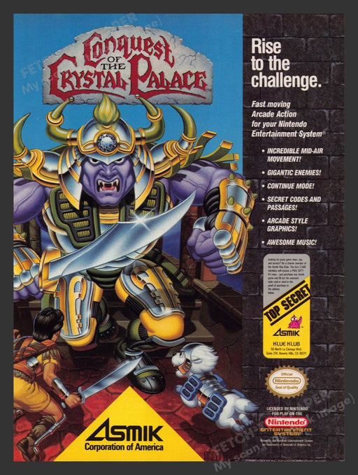 1991 Conquest of the Crystal Palace Video Game Print Advertisement Fetch the Paper!