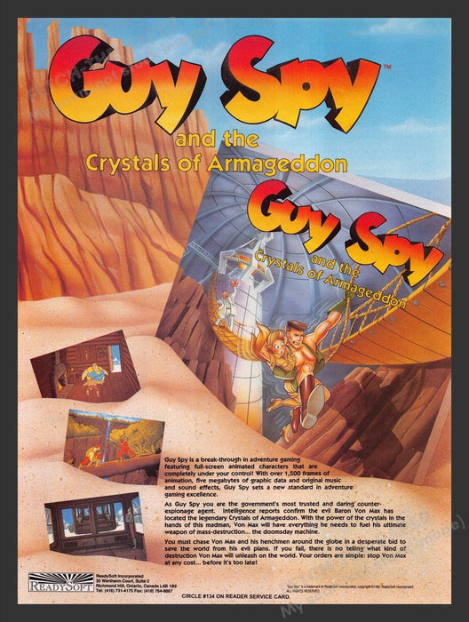 1992 Guy Spy and the Crystals of Armageddon Video Game Print Advertisement Fetch the Paper!