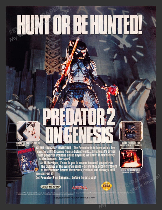 1992 Predator 2 Video Game Print Advertisement