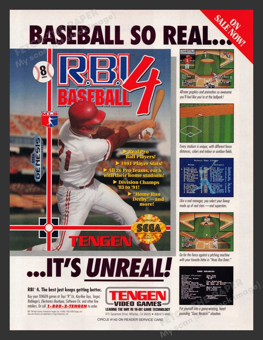 1992 R.B.I. Baseball 4 Video Game Print Advertisement