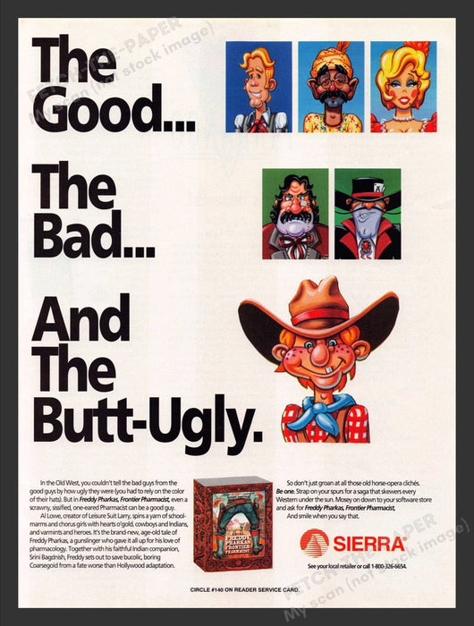 1993 Freddy Pharkas Frontier Pharmacist Video Game Print Advertisement Fetch the Paper!