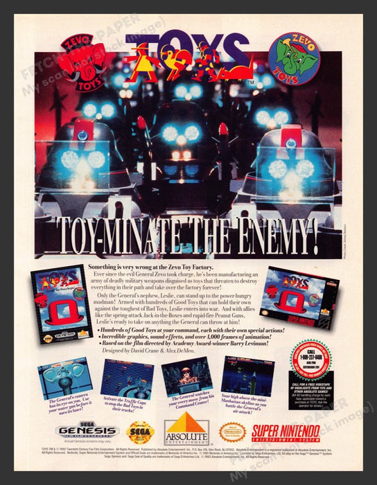 1993 Zevo Toys Video Game Print Advertisement