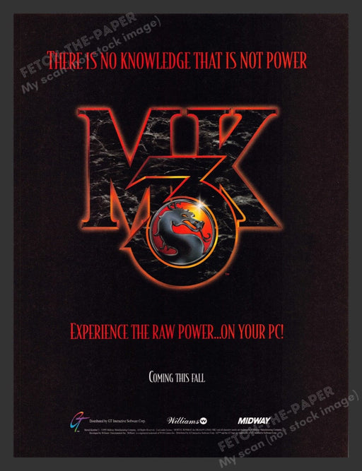 1995 Mortal Kombat 3 MK3 Video Game Print Advertisement