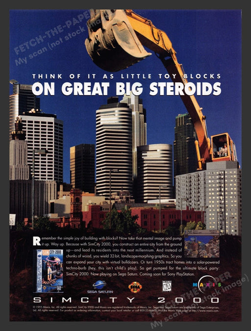 1996 Sim City 2000 Excavator on Steroids Video Game Print Advertisement