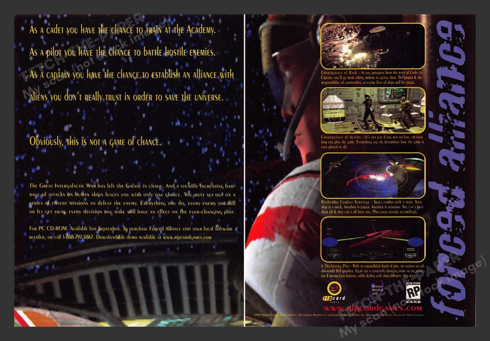 1997 Forced Alliance Video Game Print Advertisement (2 Pages)