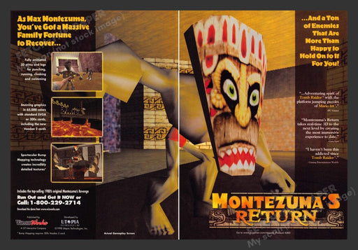 1998 Montezuma's Return Video Game Print Advertisement (2 Pages)