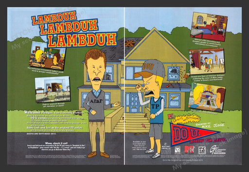 1999 Beavis and Butt-head Do U.: Morons Cum Laude Video Game Print Ad 2 pgs Fetch the Paper!