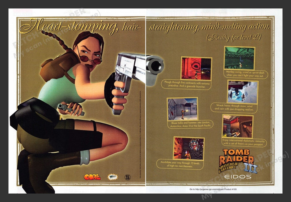 1999 Tomb Raider III Video Game Print Advertisement (2 pgs)