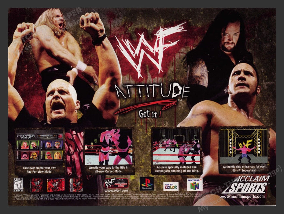 1999 WWF Attitude "Get it" Video Game Print Advertisement