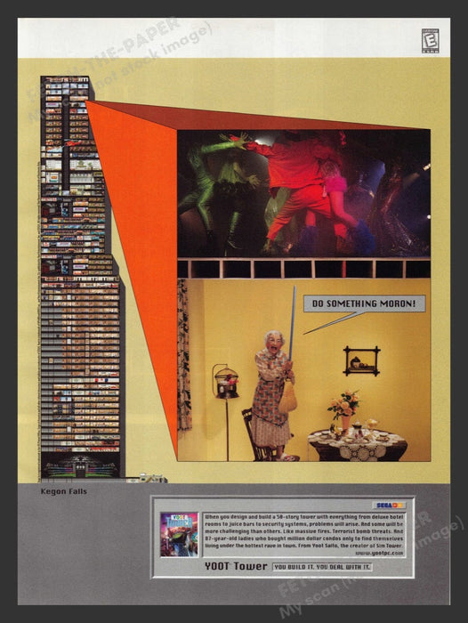 1999 Yoot Tower (Ceiling) "Do something moron!" Video Game Print Advertisement