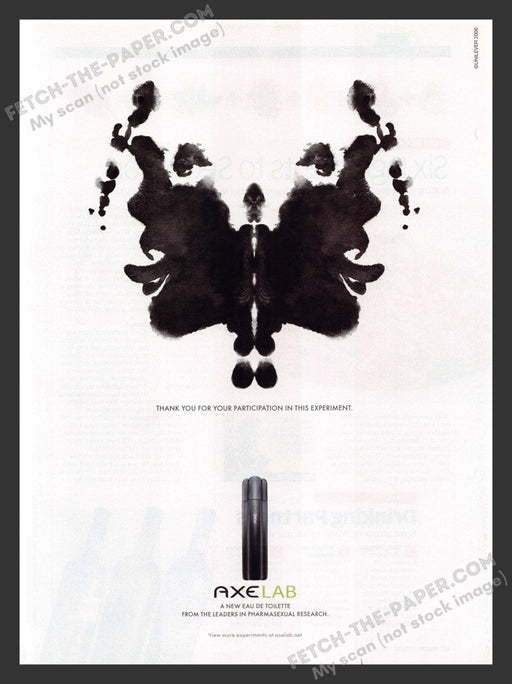 2006 Print Advertisement Axe Lab Rorschach Test Girls Tongues Ad.
