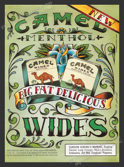 2006 Print Advertisement Camel Menthol Wides Cigarettes Green Ad.