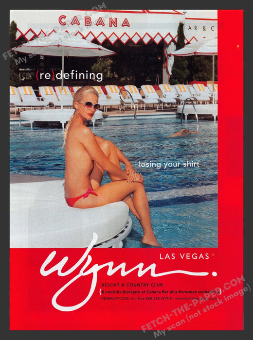 2006 Print Advertisement Wynn Las Vegas Resort Topless Sunbathing Woman Ad.