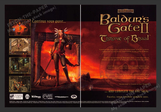 2001 Baldur's Gate II: Throne of Bhaal Video Game Print Advertisement (2 Pages)